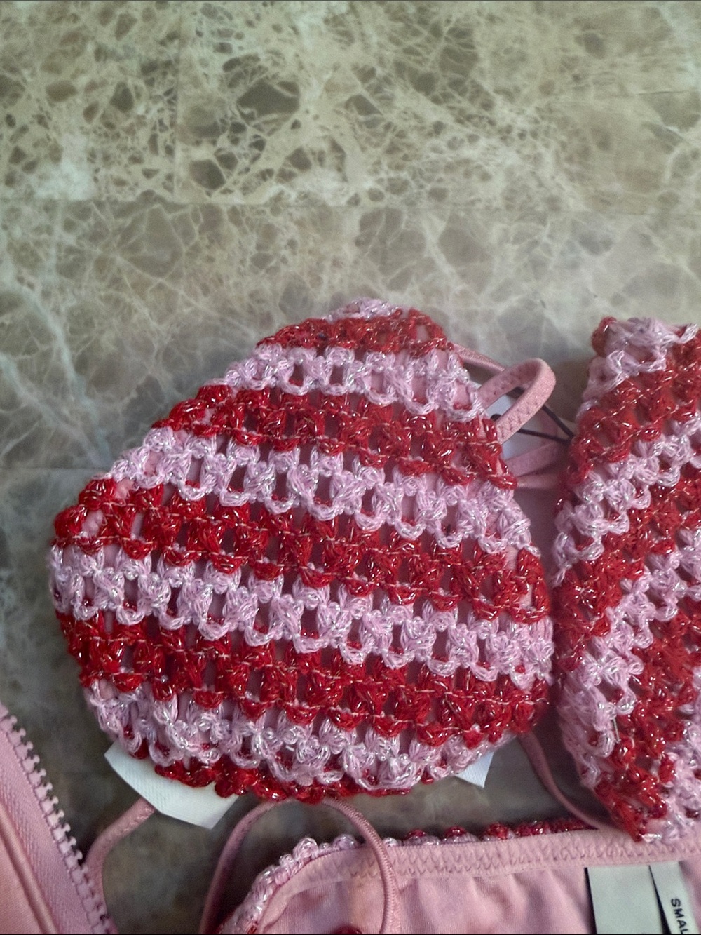 TRIANGL Pink & Red Crochet Stripe Bikini Set - Picture 4 of 6